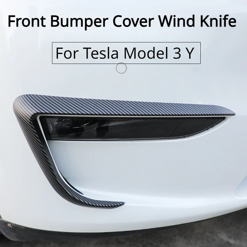 For Tesla Model 3 Y Front Bumper Cover Wind Knife Fog Lamp Sticker Eyebrow Spoiler Blade Trim ABS Car Modification 2017-2025