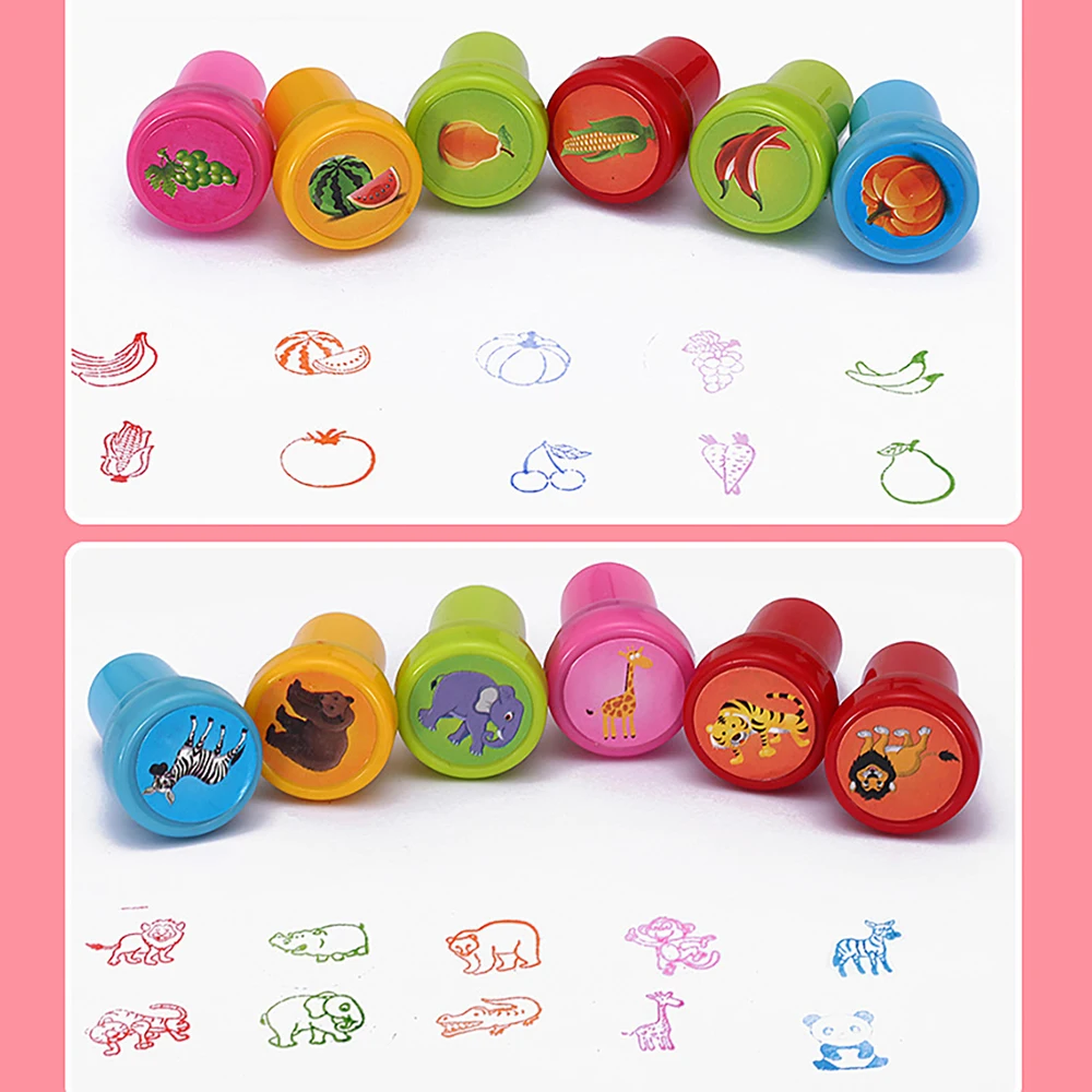 10pcs Cartoon Children Stamp DIY Scrapbook Photo Album Decoration Graffiti Seal Kindergarten Encouragement Stamp Gifts self ink stamps