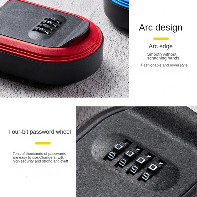 Wall Mounted Key Storage 4 Digit Combination Key Safe Storage Lock Box Plastic Key Safe Box Indoor Outdoor Use For Home Office 4