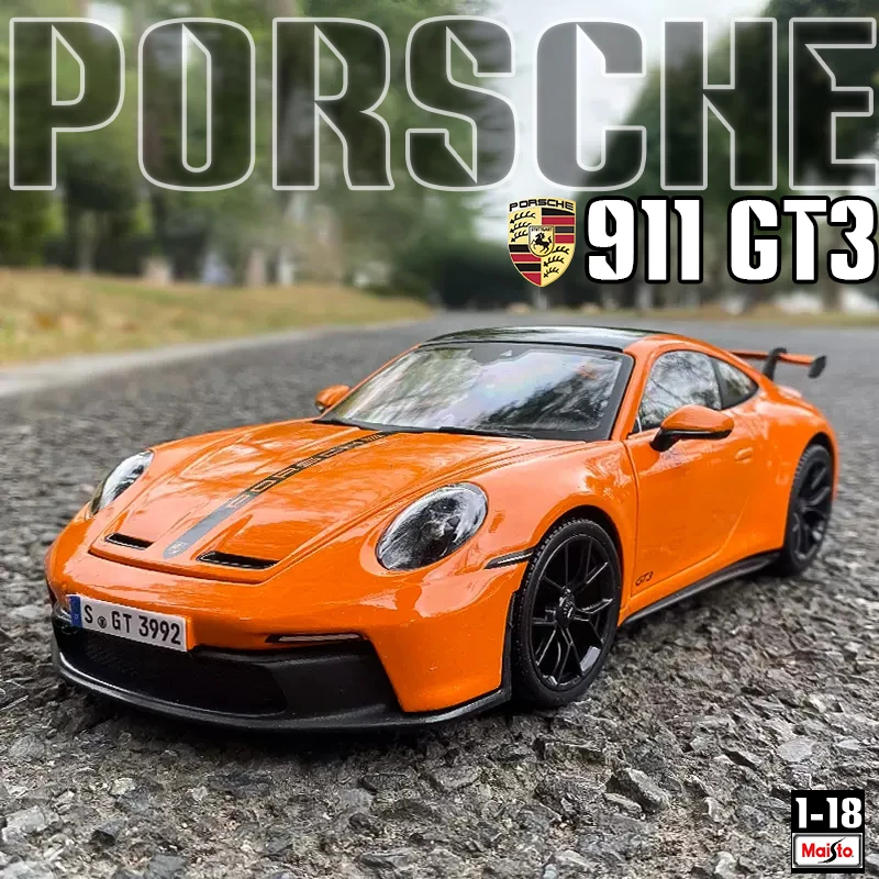 Maisto 1:18 Orange Stripe Style 2022 Porsche 911 Gt3 Racing Edition Pressofusione In Lega Modello Di Auto Art Deco Collection Toy Gift