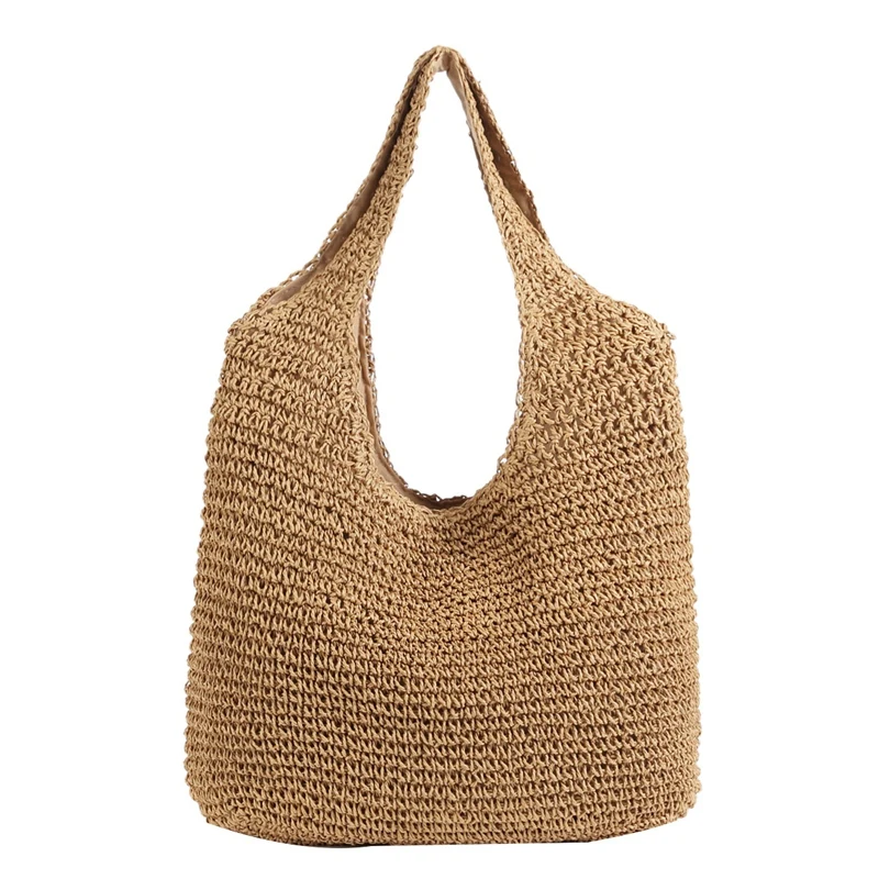 

Korean Version Ins Wind Beach Holiday Style New Handmade Woven Bag Shoulder Simple Solid Color Wild Straw Bag