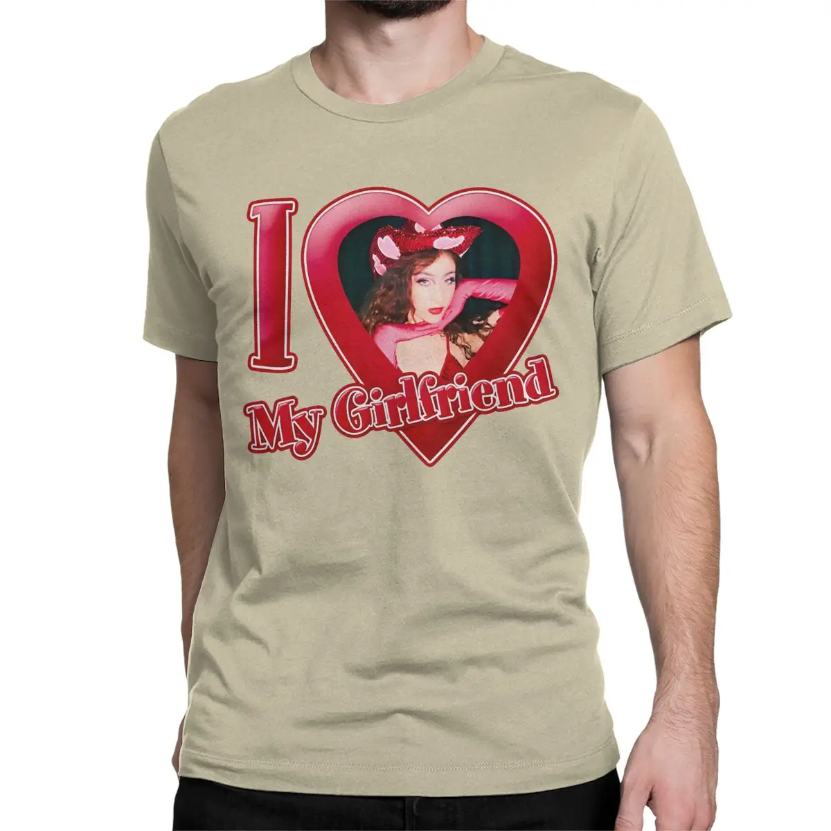 thumbnail image 1 of Camisetas de algodón con la frase "Amo a mi novia" de Chappell Roan para hombre y mujer, camisetas de manga corta con cuello redondo y cantante musical., 1 of 7