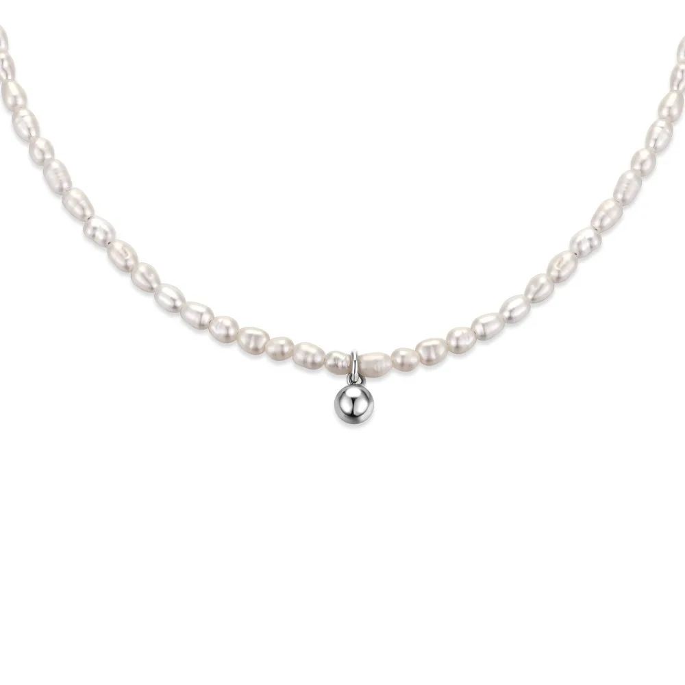 

925 Sterling Silver Necklace with A High-end Feel, Natural Freshwater Pearl Inlay, Fashionable Temperament, Collarbone Chain