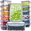 14Pcs-Food Airtight Storage Containers,0.32L*6+0.84L*6+2.2L*2 Lunch Box set BPA Free Microwave safe 1
