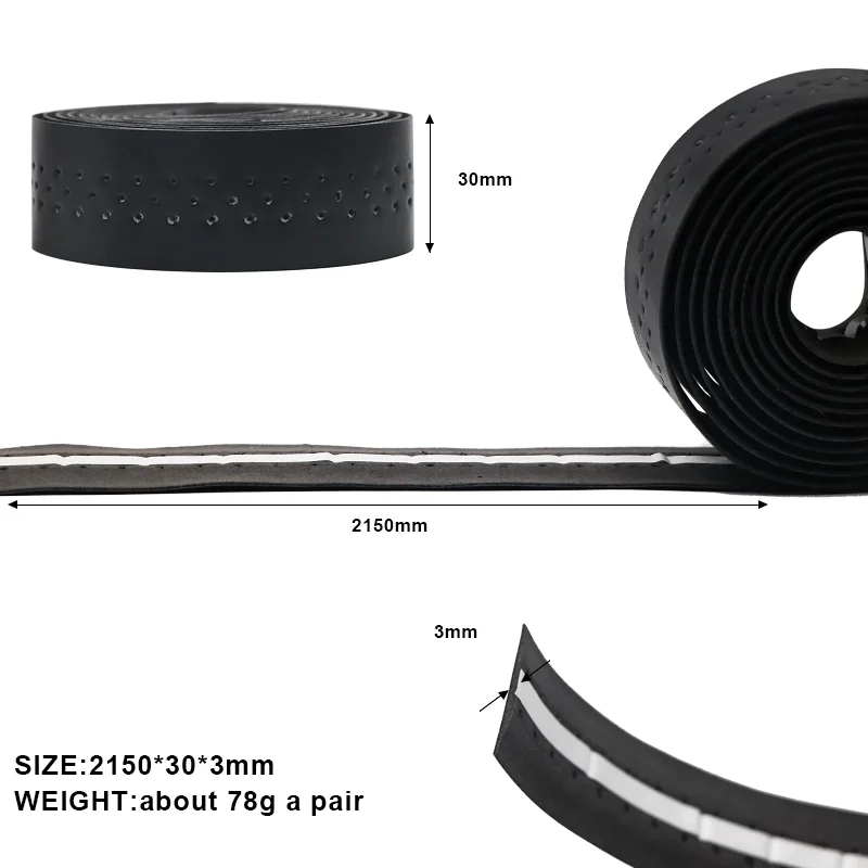Bike Handlebar Tape MTB Road Bike PU Leather Perforated Breathable Cycling Handle Bar Wrap Straps Fixed Gear