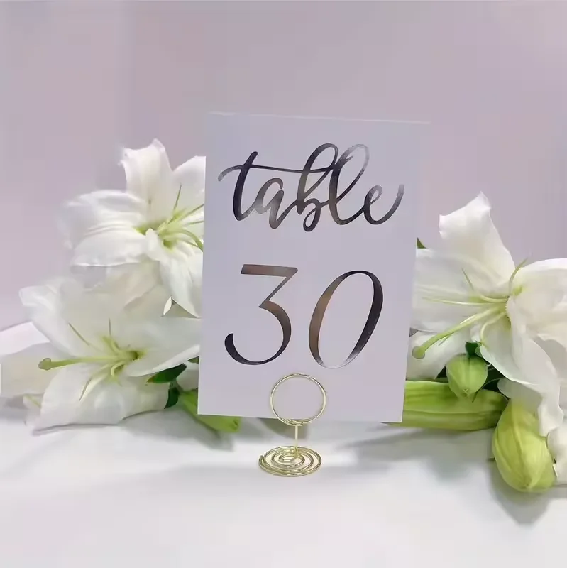 31pcs Number 1 30 Printed Gold Foil Wedding Double Sided Paper Stand Up Table Numbers 31pcs Sliver Foil Cards with Head Table