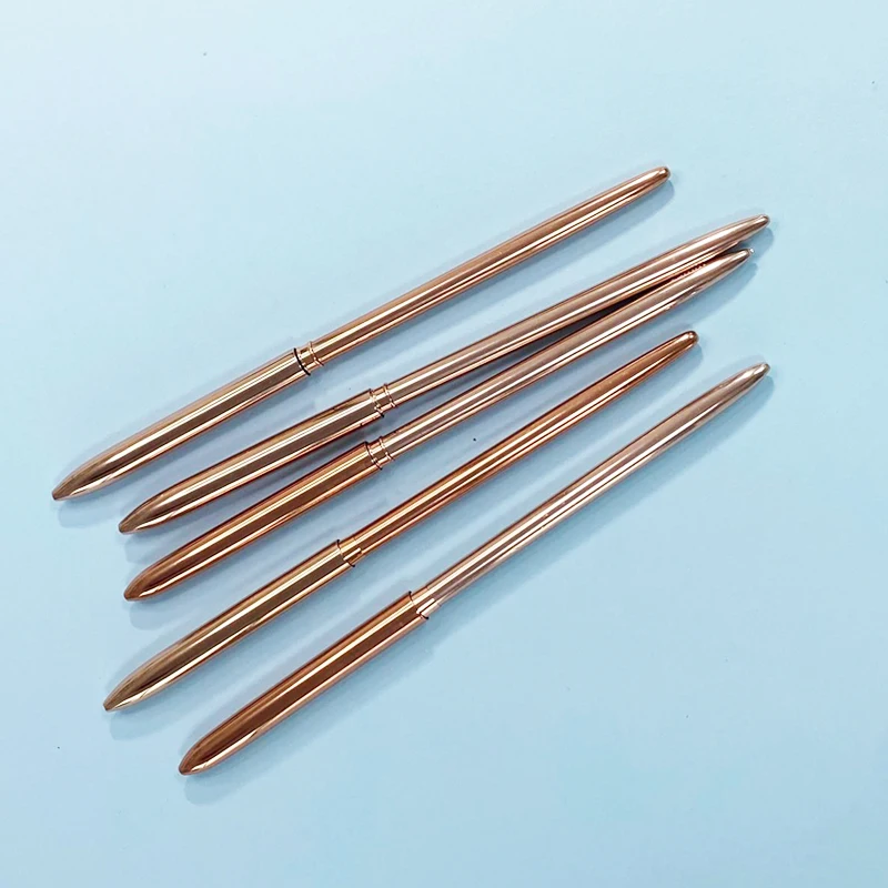 3D Acrylic Nail Art Brush Luxury Full Rose Gold Metal Handle Striping Detailer Pen UV Gel Nail Brushes Tool 4