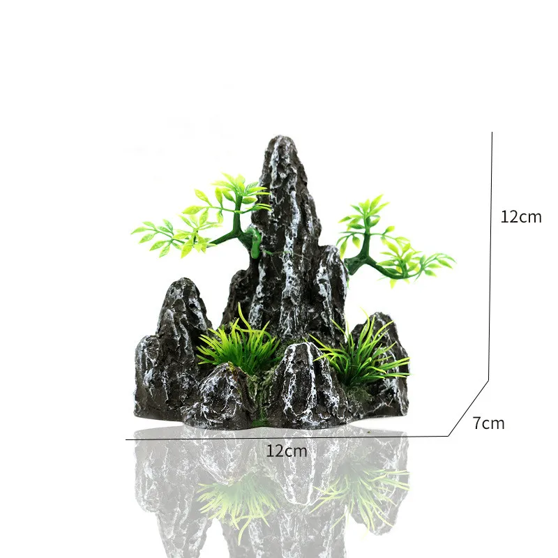 Aquarium Decoration Resin Aquarium Rockery Decoration Artificial View Rock Cave Stone Tree Fish Tank Ornament Home Decor