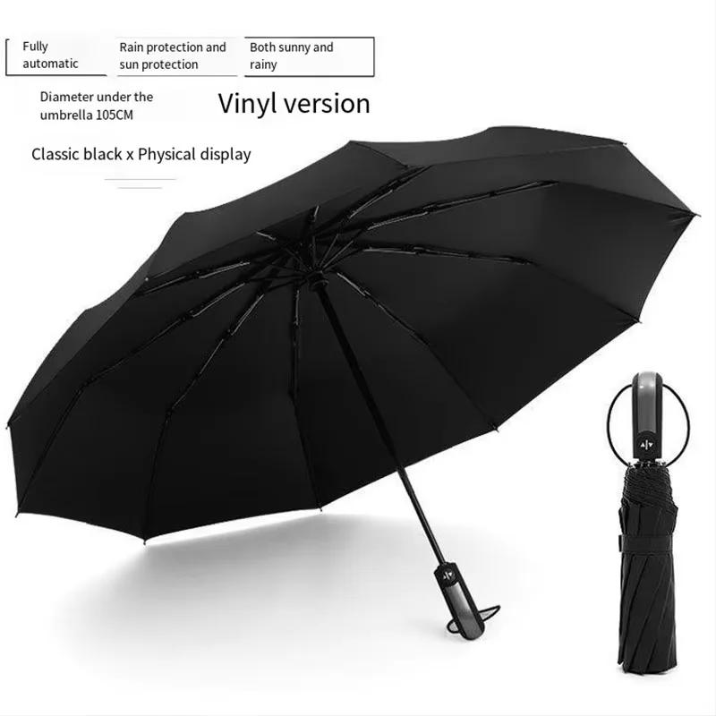 Strong windproof and rainproof new automatic folding business large umbrella household vinyl umbrella ten-bone umbrella 4