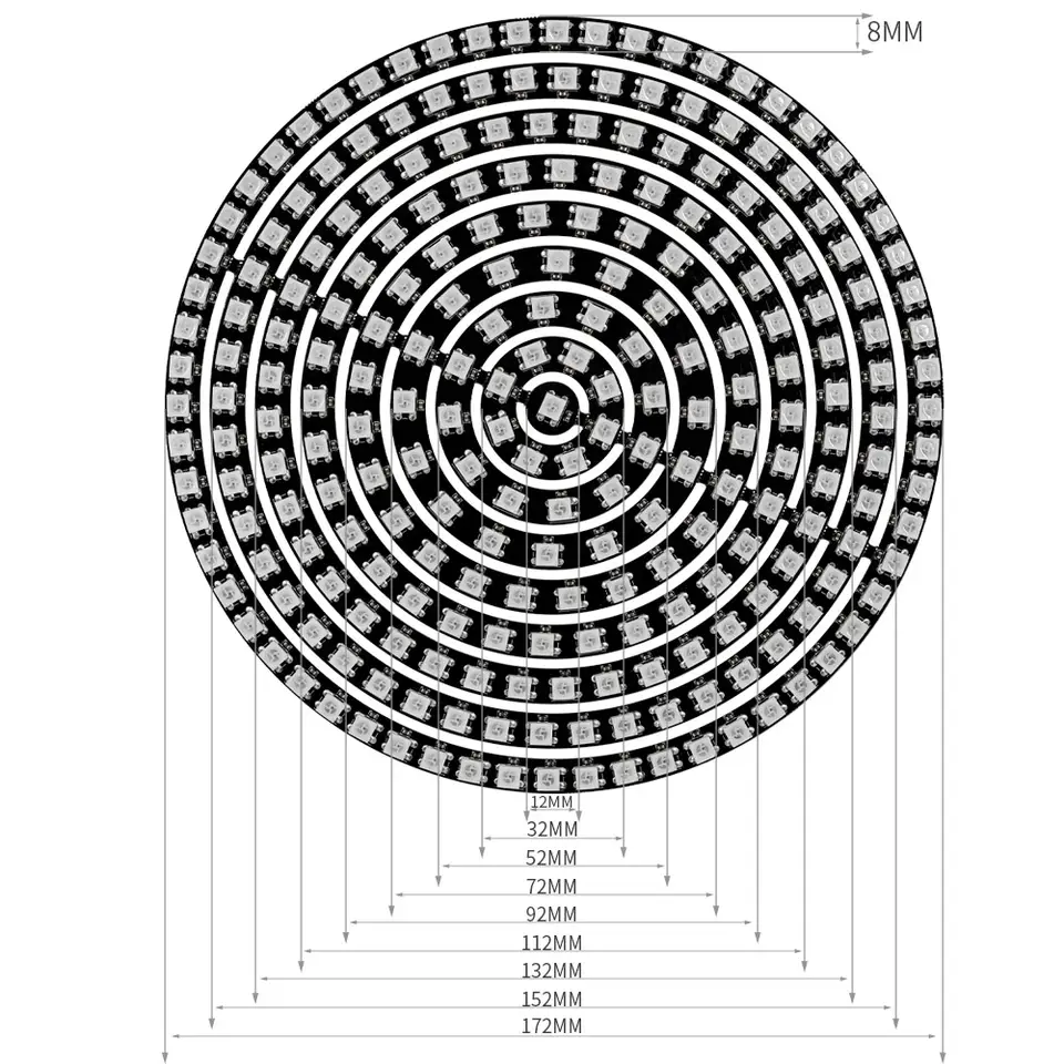 1-10PCS WS2812B Addressable LED Ring 8 16 24 35 45 241LEDS WS2812 5050 Built-in RGBIC Round Modules Light Lamp Smart Development image 14