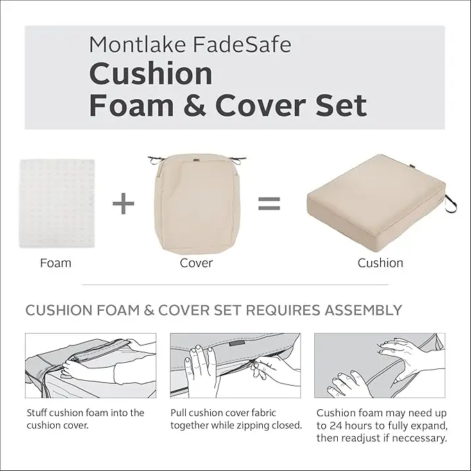 Montlake FadeSafe Water-Resistant 80 x 26 x 3 Inch Patio Chaise Lounge Cushion, Antique Beige, Patio Cushion 3