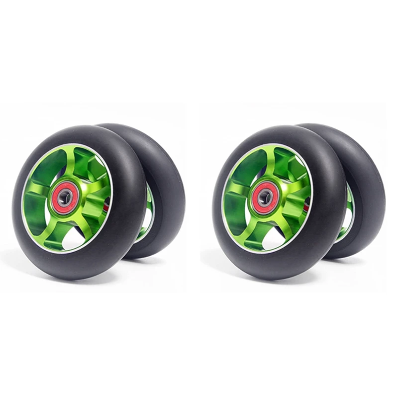 

4Pcs 100Mm Scooter Replacement Wheels With Bearings Aluminum Wear-Resistant PU Scooter Parts Scooter Accessories,Green