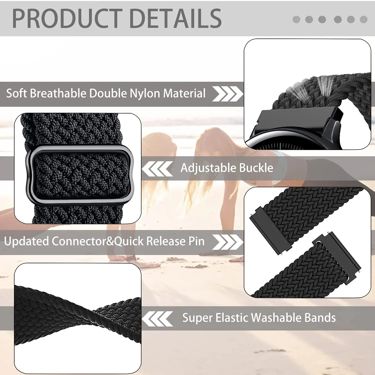 Nylon Braided Solo Loop Strap - Universal Fit, 20/22mm, Durable & Stylish Bracelet