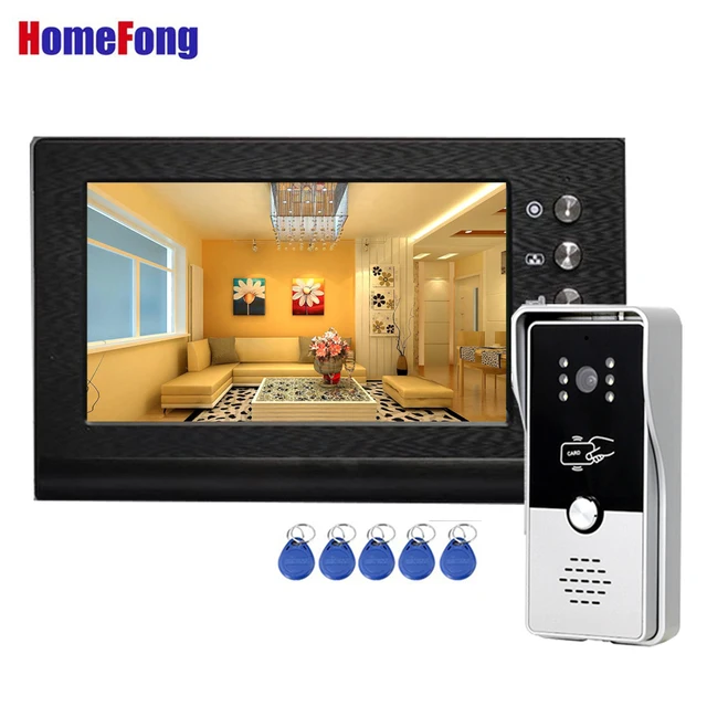 Homefong 7 Inch RFID Home Intercom Video Door Phone Doorbell with Camera Door Access Control Multiple Monitors Unlock Gate 3