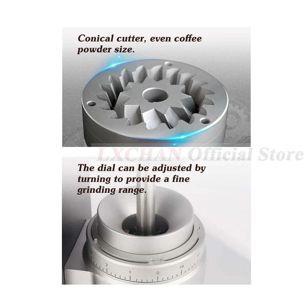 HomeWise Coffee Grinder 83mm Conical Burrs Stainless Steel Turkish Coffee Milling Machine Professional Espresso Coffee Bean Mill 6