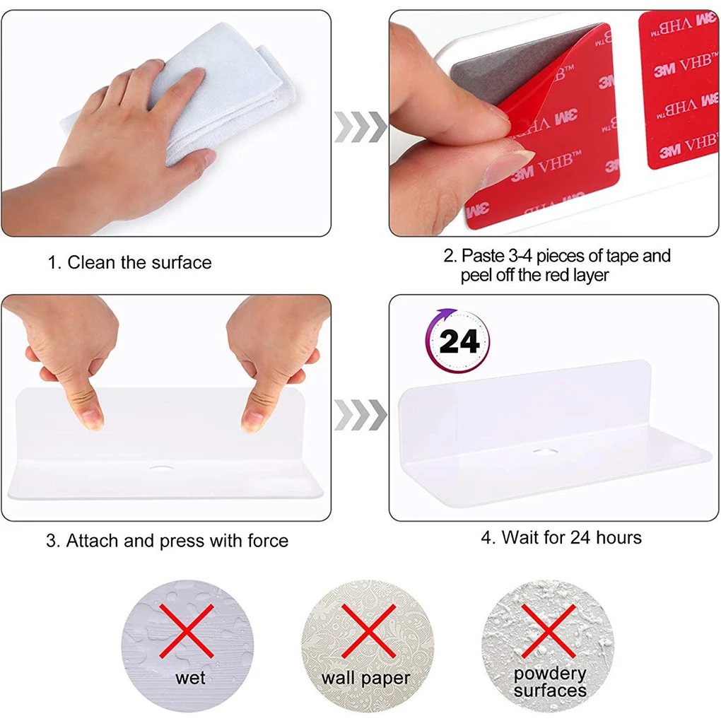 

Регулируемая и прочная самоклеящаяся маленькая полка с кабельными зажимами, Многофункциональная Универсальная акриловая