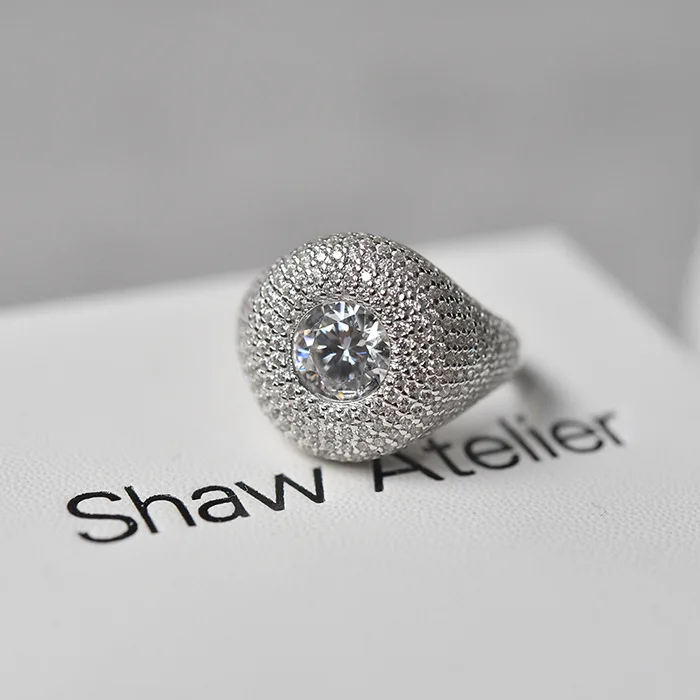 

New S925 sterling silver ring full diamond zircon retro eternity band wedding ring jewelry wholesale