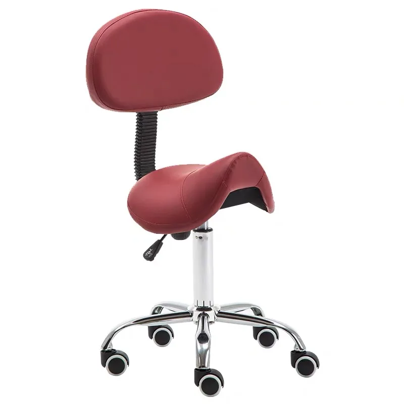 Description Picture 3 of itemFashion Saddle Stool With Backrest Universal Wheel Beauty Bar Barber Shop Tattoo Nail Makeup Hair Salon Furniture