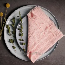 Rustic Cotton Gauze Napkins - Vintage-Style Tea Towels for Elegant Table Decoration (Light Pink)