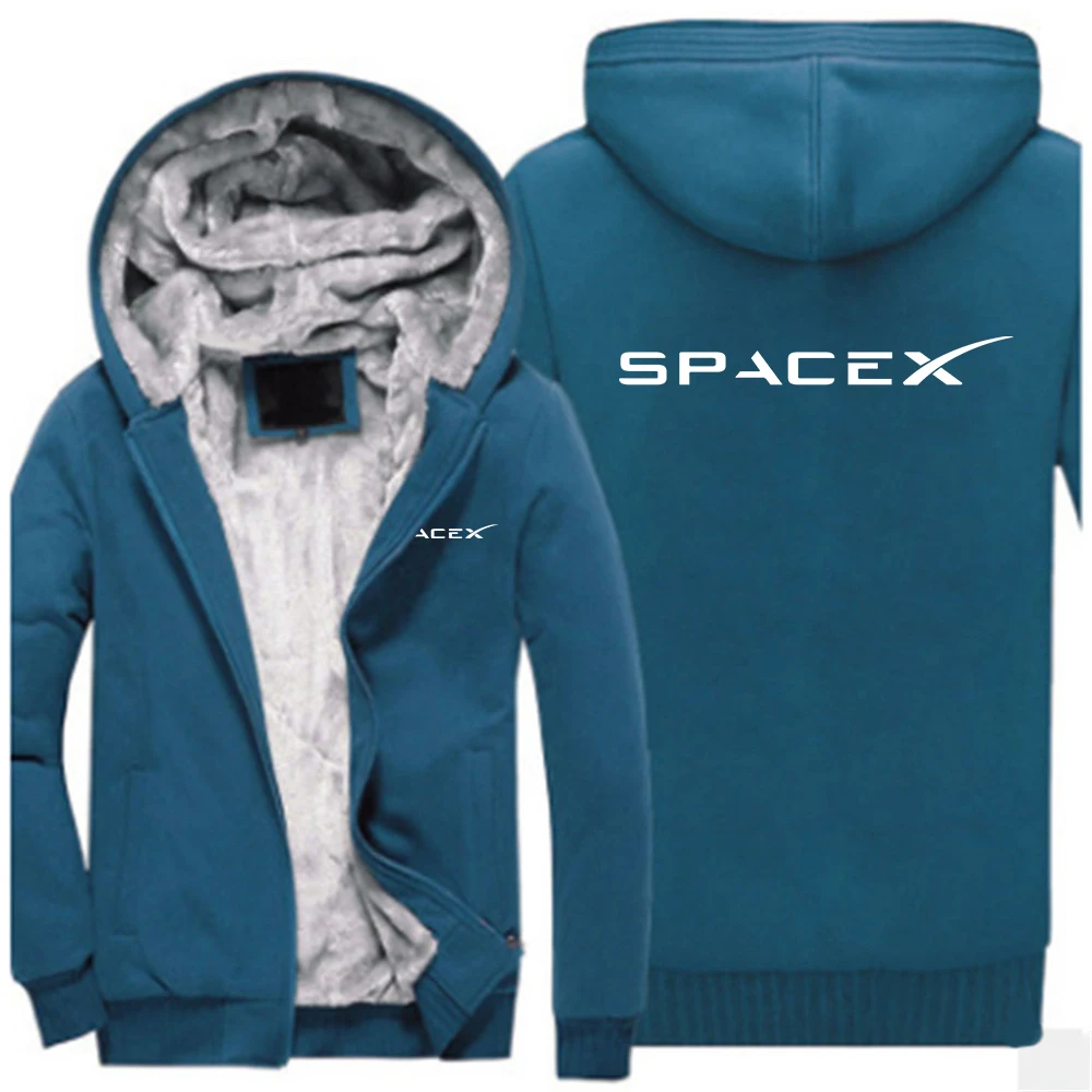 2022 SpaceX Logo Hoodie Men's Printed Fashion Solid Color Winter Leisure Outdoor Sports Thickened Zipper Jacket Sweater Jacket black hoodie mens Hoodies & Sweatshirts
