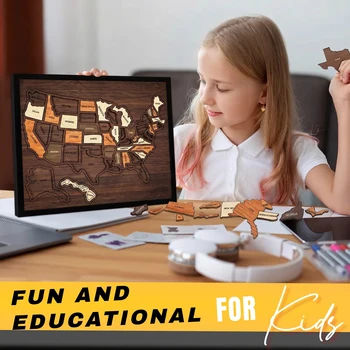 Wooden USA Map Puzzle Decor 1