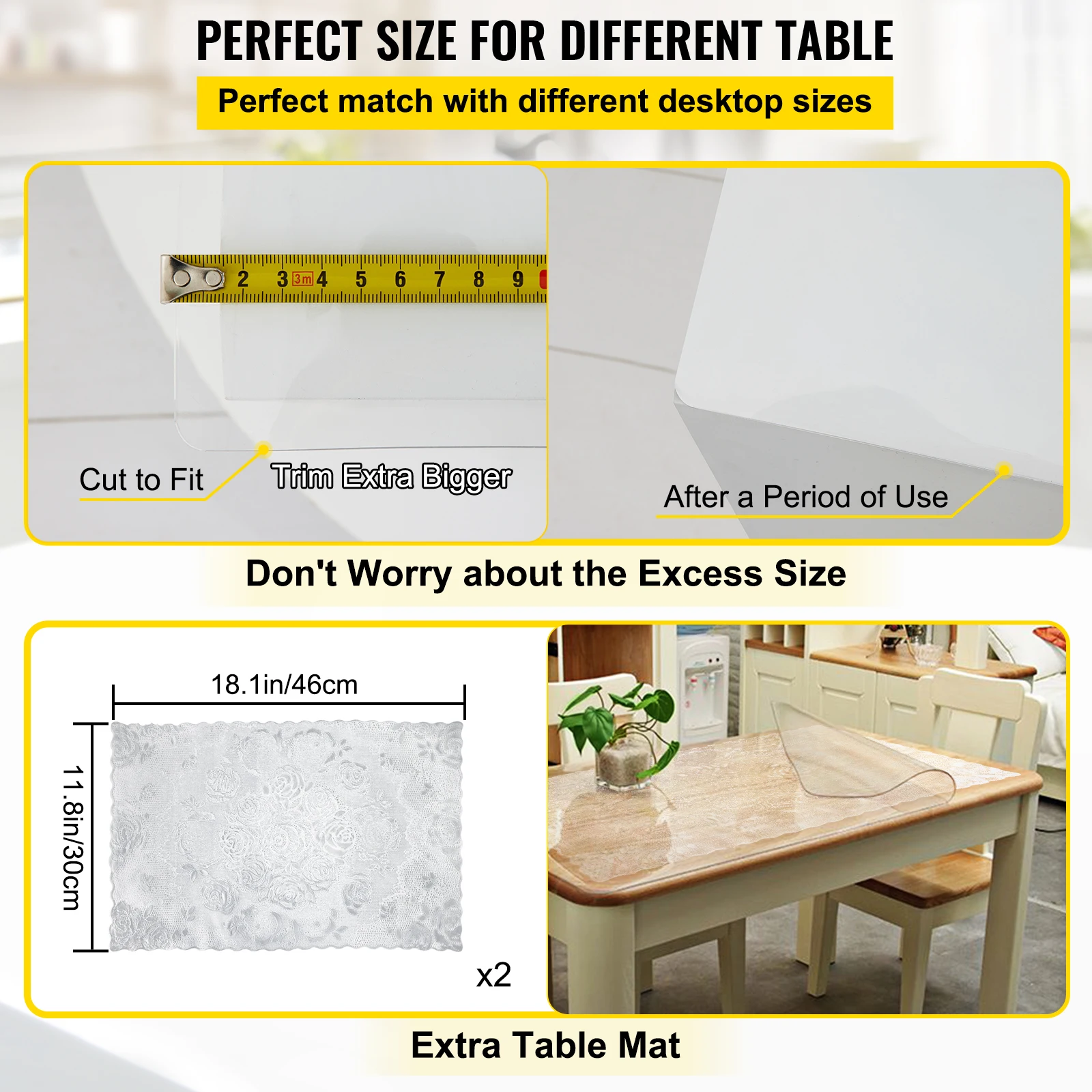 SucceBuy 1.5mm2mm PVC Table Cloth Transparent Clear Desk Cover Protector Plastic Soft Glass Waterproof Oilproof for Dining Table 4
