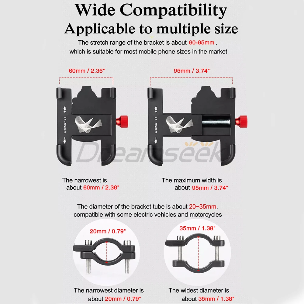 Bicycle Motorcycle Handlebar 360 Degrees Cell Phone Holder Mount Bike GPS Bracket Clip Stand Universal Anti-shake Aluminum Alloy