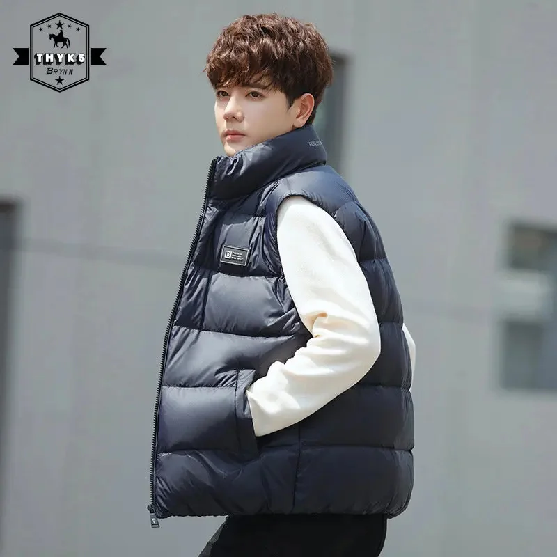 

Autumn and Winter Sleeveless Down Jacket Men Duck Puffer Jackets Vest Thick Tank Top Warm Waistcoat Padding Windbreak Vestes 4XL