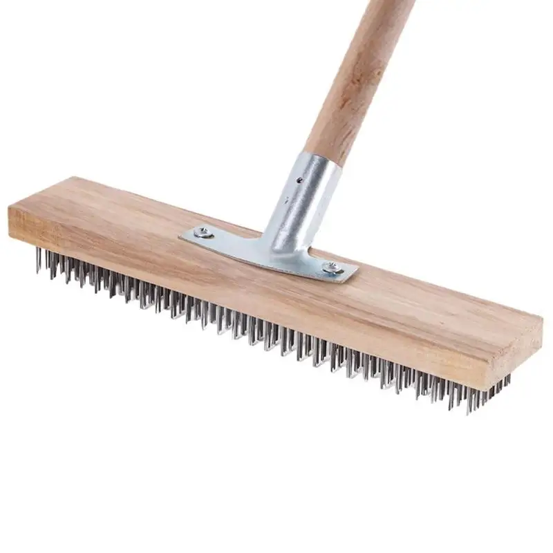 

Wire Floor Brush 30cm Floor Wire Broom Portable Garden Cleaning Broom Reusable Scratch Brush Leaf Rake With Wooden Handle Socket