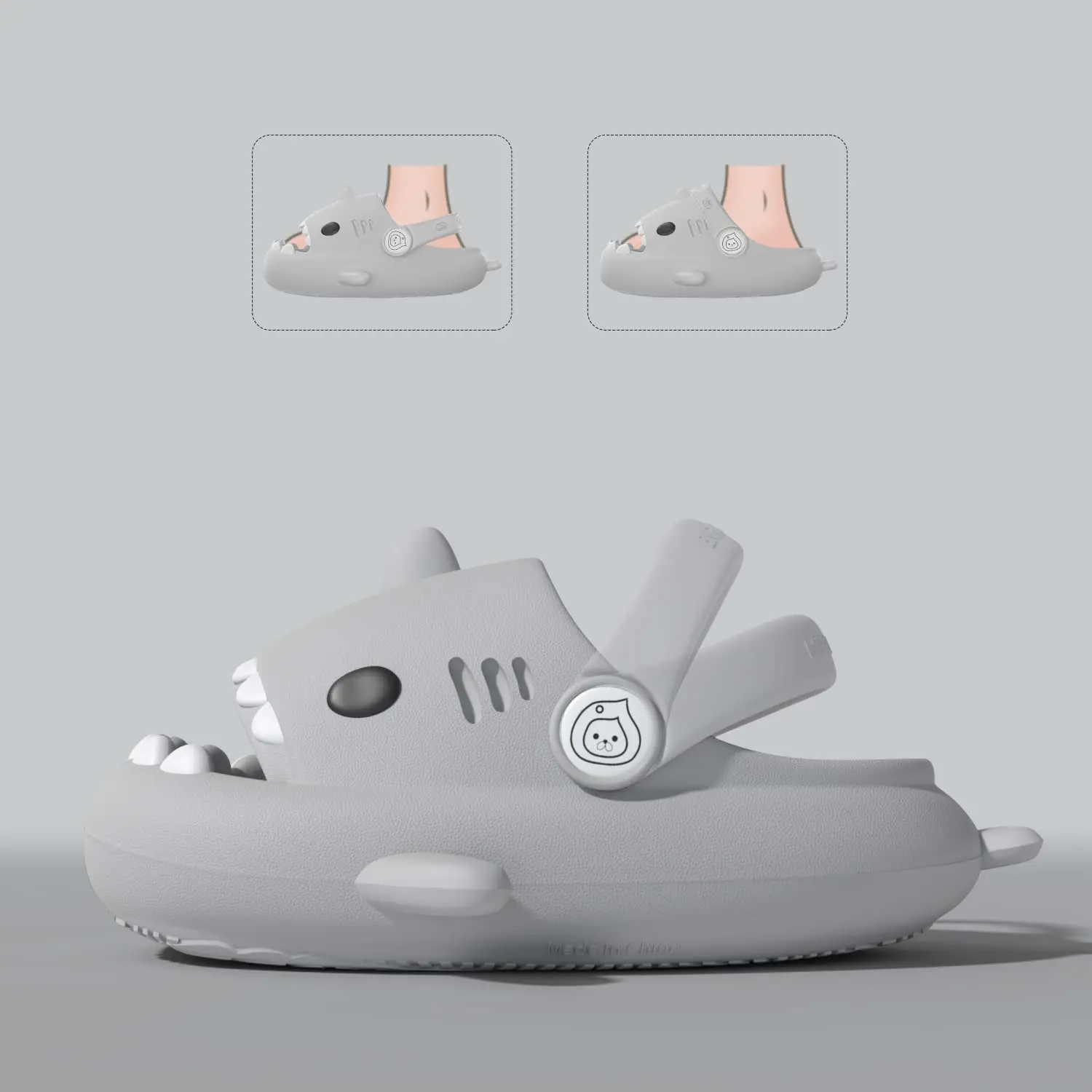 KIDMI Boys Girl Shark Slides Non-Slip Open Toe Cloud Sandals Cute Comfy Cushioned Thick Sole Slippers Cartoon Shower Slippers 4