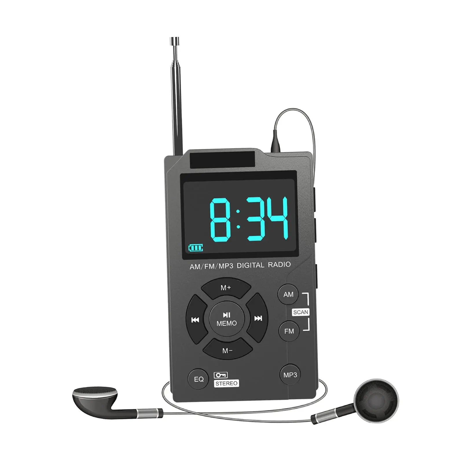 AM FM Radio 600mAh Rechargeable High Performance Premium Durable Portable Radio AM/FM/MP3 Digital Radio for Office Travel Senior