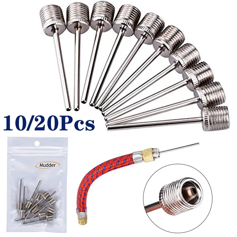 Stainless Steel Pump Needle Set 10/20Pcs - Basketball Football Inflating Needle, Air Valve Adaptor Nozzle Sports Accessories