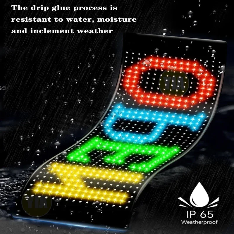 LED 픽셀 디스플레이 화면 앱 제어 LED 자동차 사인 스크린, 사용자 정의 텍스트 패턴, 애니메이션 프로그래밍 가능 LED 스크린, 16x32 픽셀