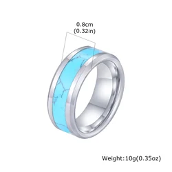 Men's Fashion Jewelry: High - Quality 8mm Turquoise Natural Stone Tungsten Ring for Engagements and Weddings (PJ - TCR - 023)