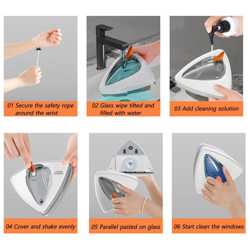 15-30mm Magnetic Window Cleaner Brush Double-Side Automatic Water Discharge Wiper Glass Window Brush Household Cleaning Tools window cleaning brush window cleaner