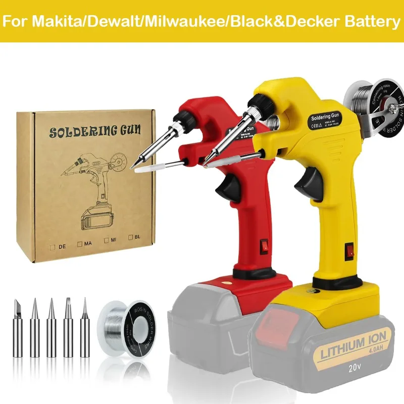 Kit Saldatore Adatto Per Batteria Makita/Dewalt/Milwaukee 18V Riscaldatore Ceramico 30S Preriscaldamento Saldatore Con Saldatura 100G