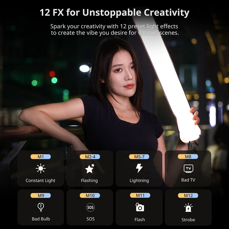 Ulanzi UA20 20W Portable Air Tube Light Bi-Color for Still Life Portrait Photography Livestream 2700K-6500K TPU Inflatable Light