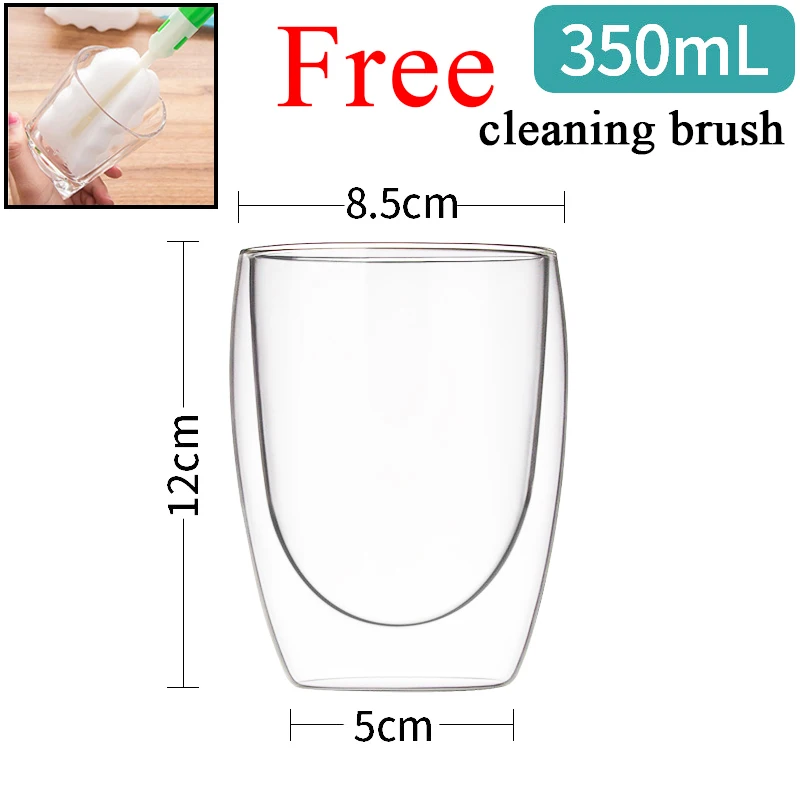 80ML Double Wall Glass Cup Set - Transparent Handmade Heat Resistant Mugs for Tea, Wine, Espresso, Coffee, and Milk