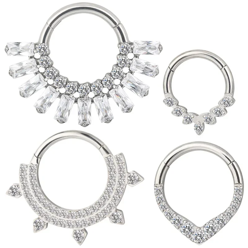 G23 Tanio Piercing Orecchino A Cerchio Catena Pendente Segmento Anello Setto Clicker Orecchio Cartilagine Elica Trago Lobo Naso Gioielli Per Il Corpo - Foto 11