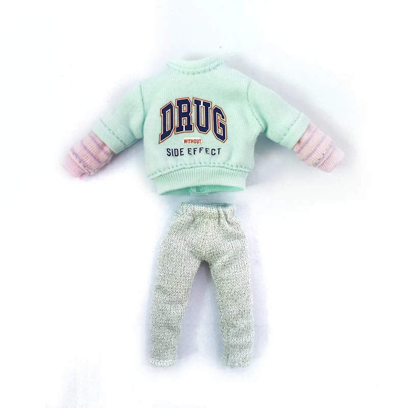 Ob11 Doll Long Sleeved Sports Sweatshirt Top Clothes With Patchwork Sleeves For Molly Gsc Ymy P9 P10 Body Uf Nendoroids Dolls 5
