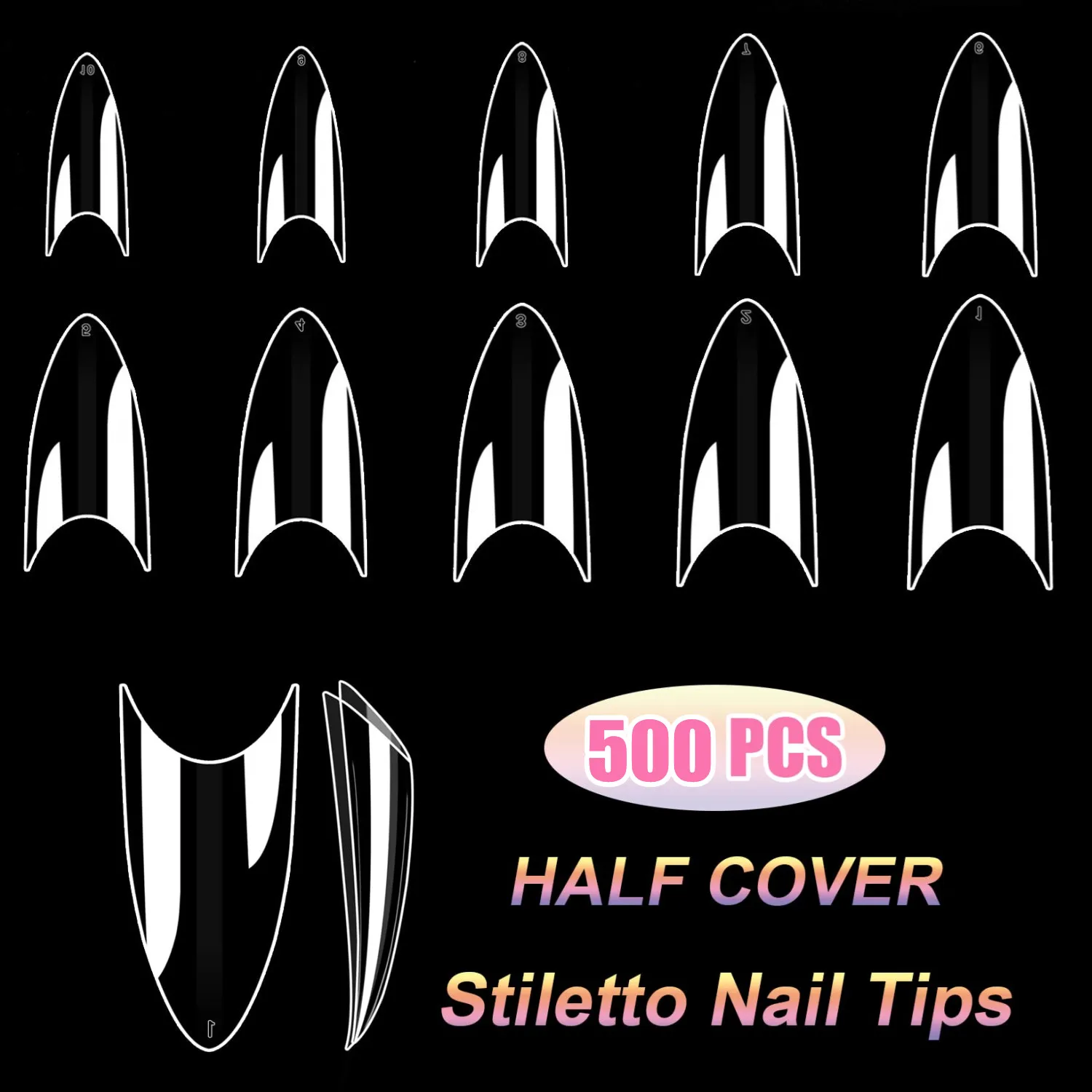 

Makartt 500Pcs Stilettos Nails Sharp Nail Art Acrylic False Nail Tip White / Clear / Natural Choose For DIY and Salon