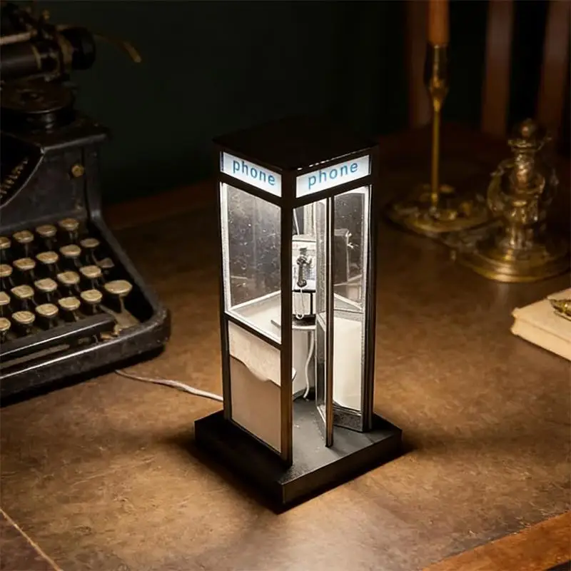 Tall Phonebooth Lamp, Classic With Warm LED Light, Phone Box Decorative Night Light 4