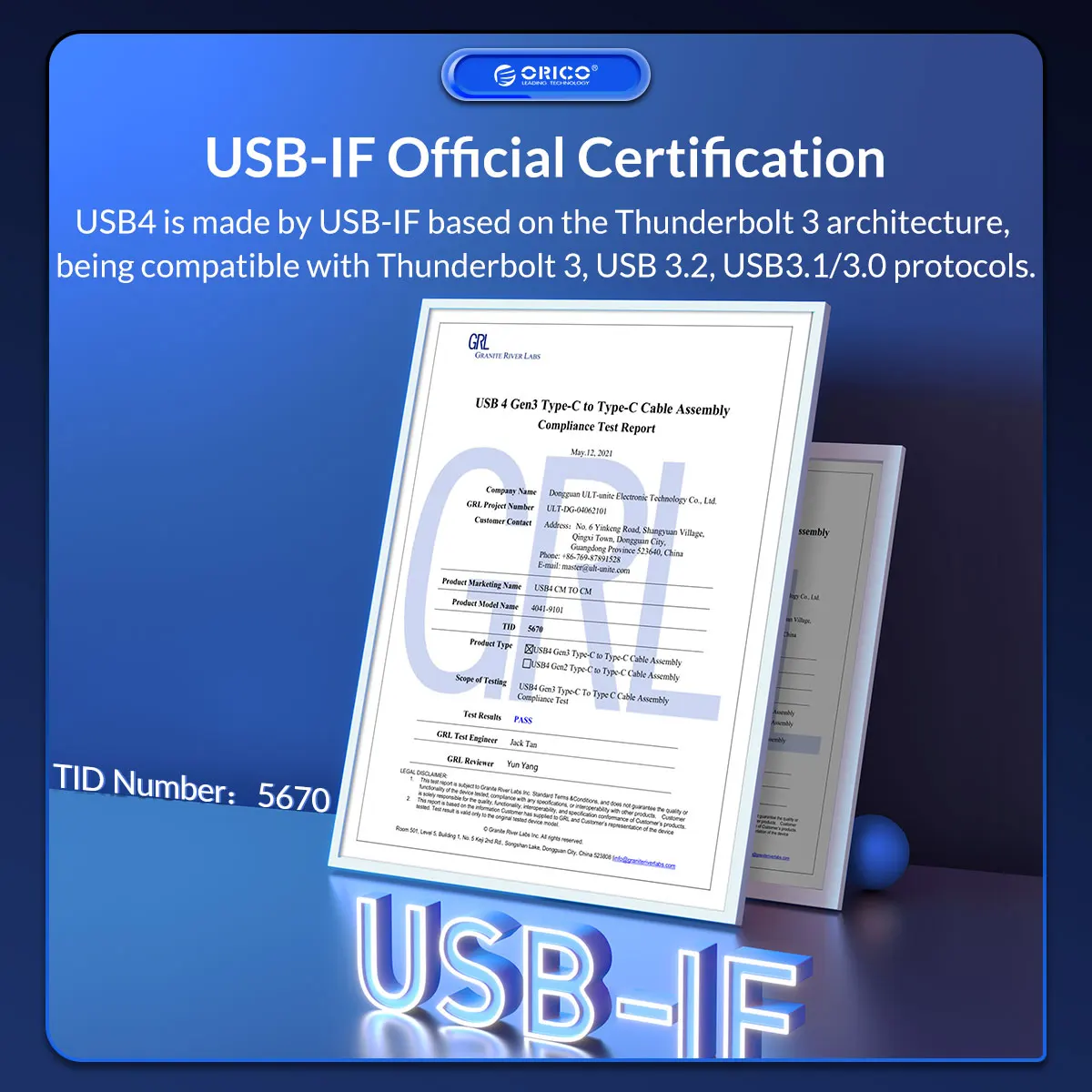 Transferência de Dados Rápida da Carga 40gbps para o Macbook do Thunderbolt de Orico Usb Cabo Usb-if Certificado Usb c Cabo hd 8k @ 60hz Pd100w - Image 4