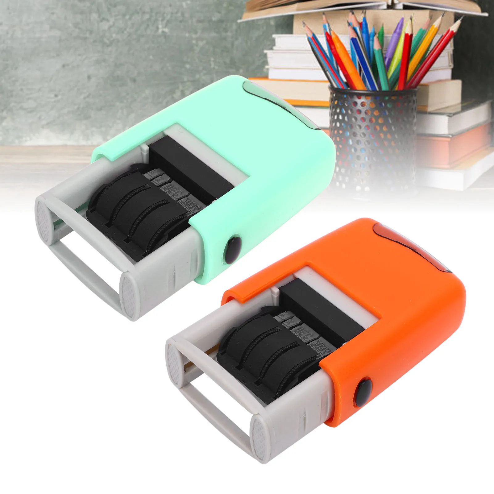 25x2.8mm English Date Stamp Clear Stamping Quick Drying Adjustable Date Stamp for Study Work Life Automatic English Date Stamp