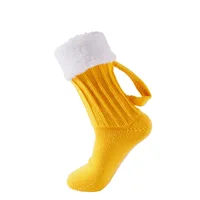 1 paire de nouvelles chaussettes de bière 3D, chaussettes tricotées tendance hip-hop 2
