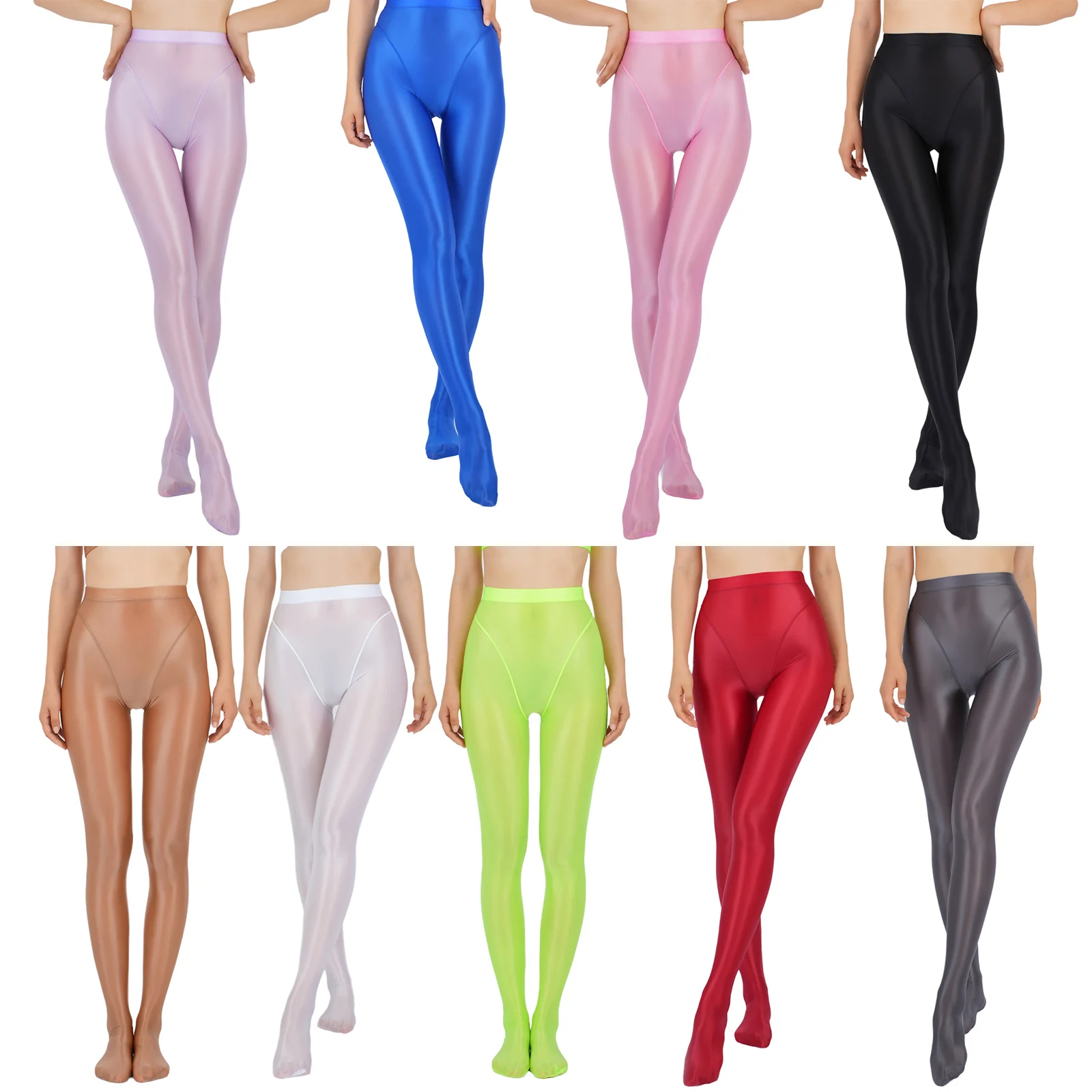 Colorful Satin Glossy Pantyhose Sexy Stockings Shiny Yoga Pants Leggings Sport Tights Women Fitness High Waist Tights
