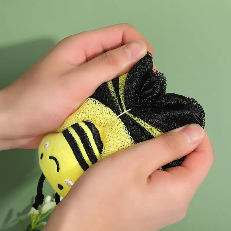 2Pcs Bath Loofahs Kids Toddler Cute Cartoon Bath Sponges Loofah Pouf Body Scrubber Mesh Sponges