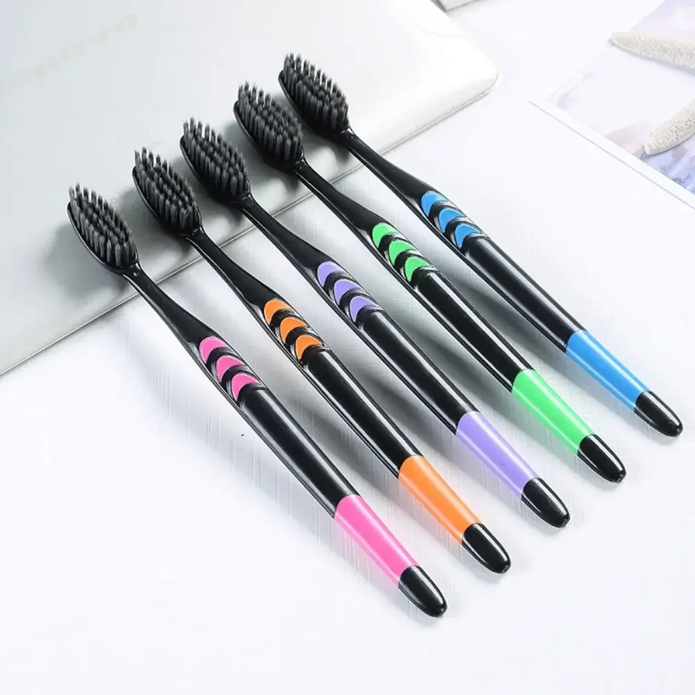10PCS Ultra-Fine Bristles Bamboo Charcoal Toothbrush Deep Cleaning Antibacterial Family Pack Toothbrush Charcoal Infused