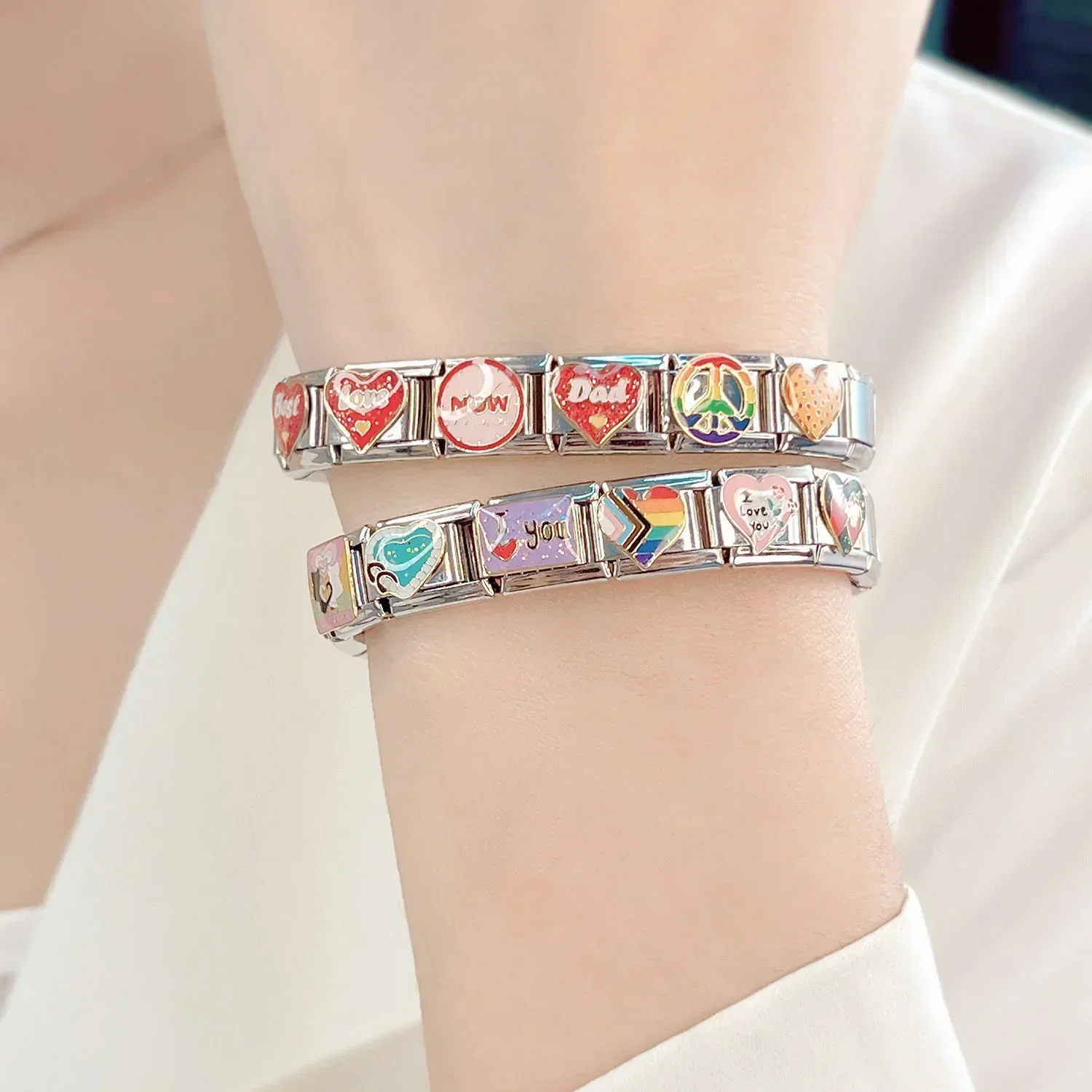 Italian Charm Bracelet Hapiship 9mm Stainless Steel Jewelry DJ666-A Italian Fit Heart Angel Love Owl Cat Charm Bracelet italian charm bracelet