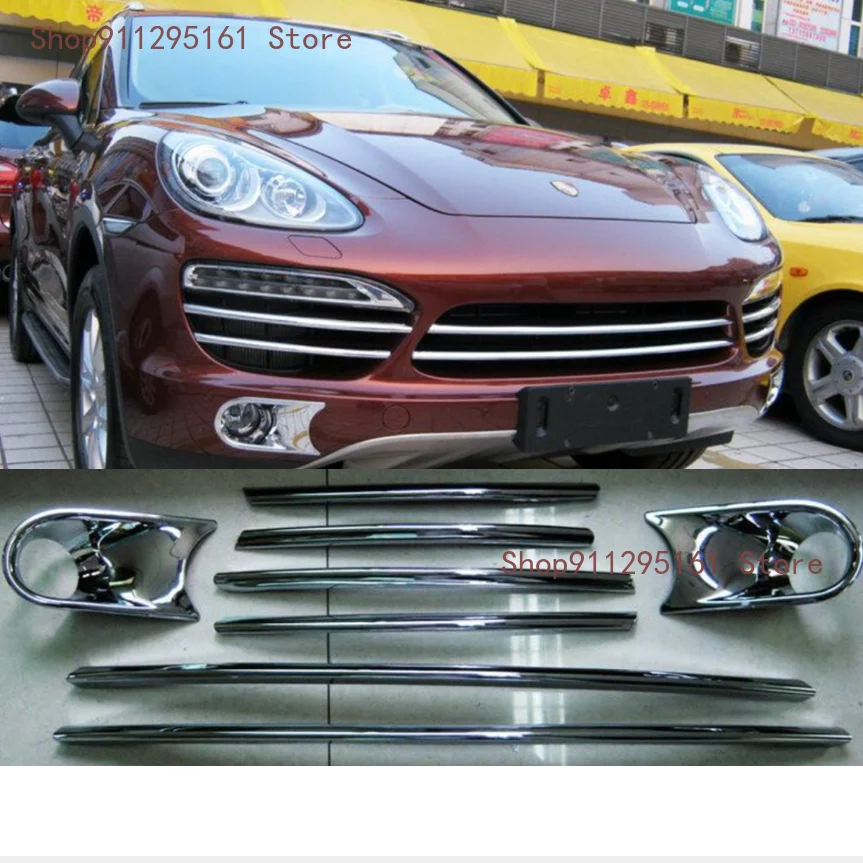

Fit for 2011-2014 Porsche Cayenne Front Grill Net Decorated Sticker Cover Fog Light Bar Trim 6 pieces/ 8 pieces 1 set